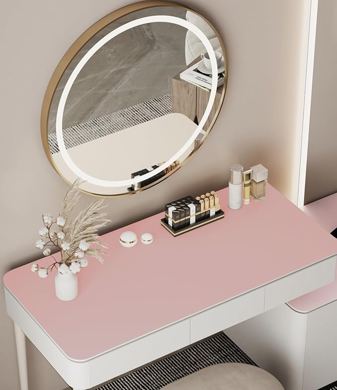39.37"" * 15.7"" Large Makeup Mat for Vanity Top Protector,Cover Work Table Waterproof, Non-Slip Pad for Makeup Vanity. (Pink)