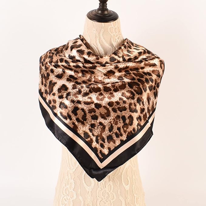 35 x 35 Women's Fashion Pattern Large Square Silk Like Hair Scarf Head Sleeping Wrap Satin Neck Bandana for Gift…