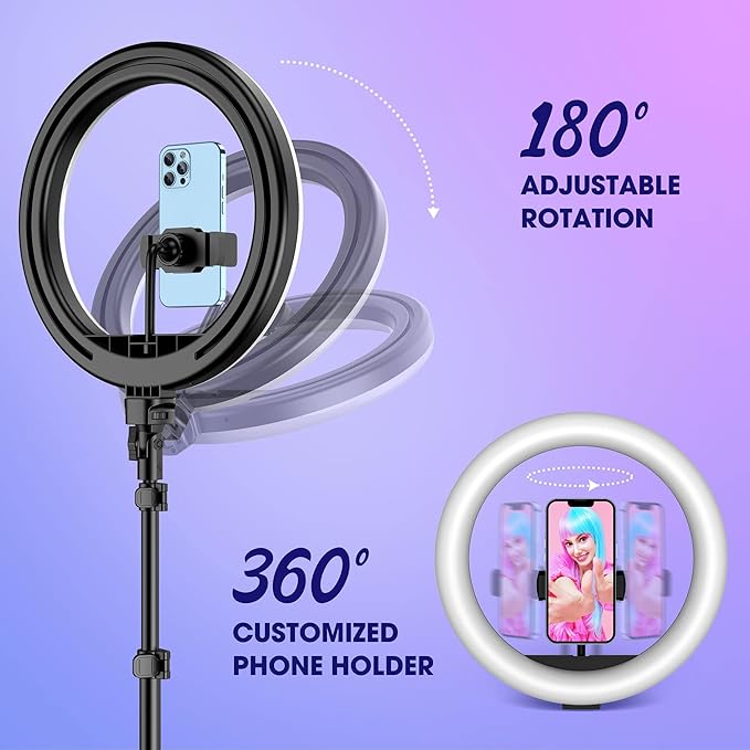 TODI 12" RGB Ring Light with 63" Tripod Stand, 3 CCT Mode and 39 Color Mode Selfie RingLight with Stand, 2-in-1 LED Ring Light with Selfie Remote, for Makeup, Live Stream