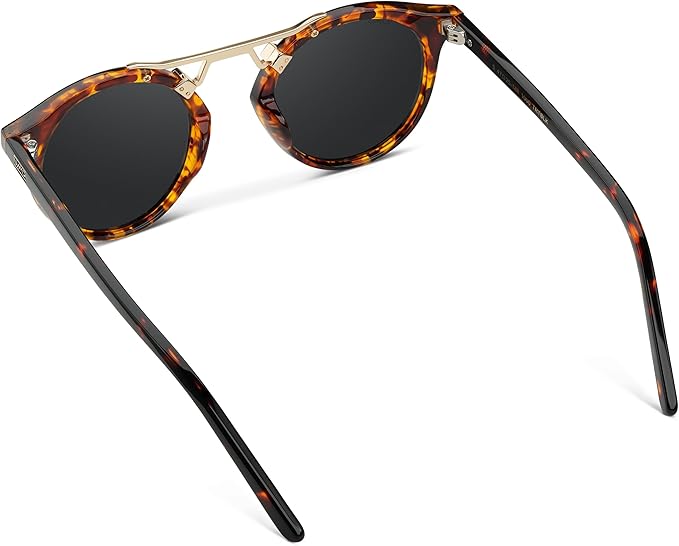 WearMe Pro - Women's Polarized, Round Retro, Double-Bridge Vintage Sunglasses