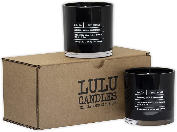 Lulu Candles | Palo Santo | Luxury Scented Soy Jar Candle | Hand Poured in The USA | Highly Scented & Long Lasting (9 Oz. 2 Pack)