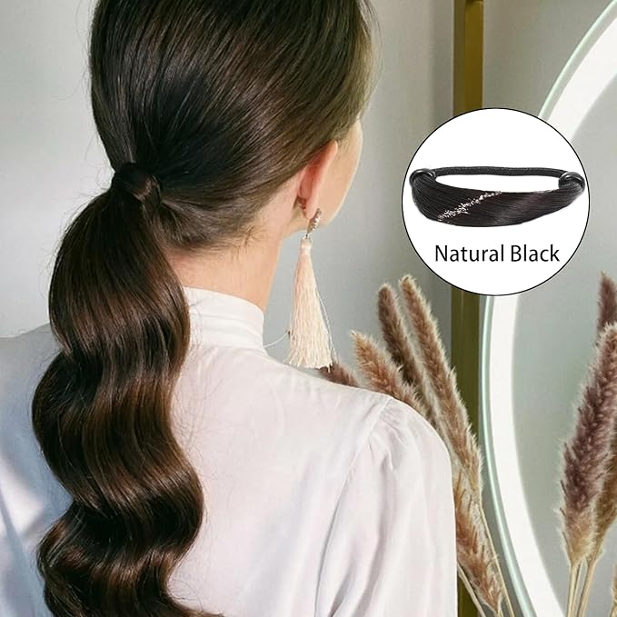8 Pcs Elastic Wig Hair Ties for Women - Imitation Head Ropes High Ponytail Holders - Invisible, Long Hair Styling Accessories for Daily Use (4 Color)