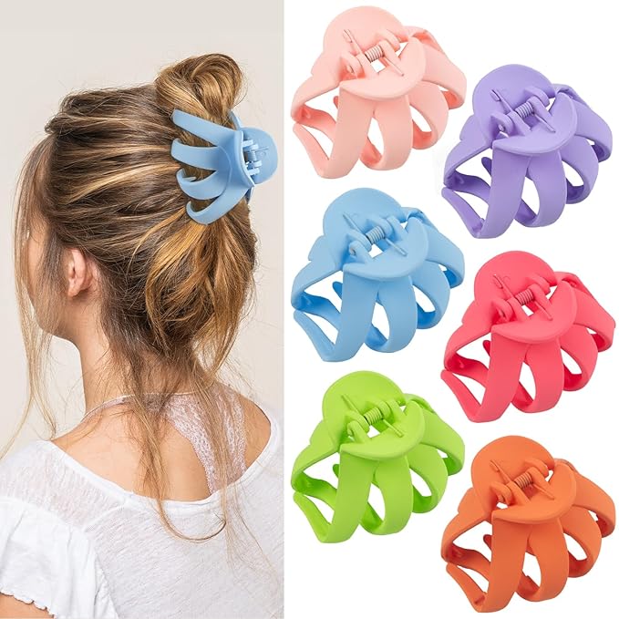 2.8 Medium Matte Hair Claw Clips for Thin Hair, 90' Strong Hold Non-slip Neutral Octopus Jumbo Hair Accessories for Women and Girls (Shiny)