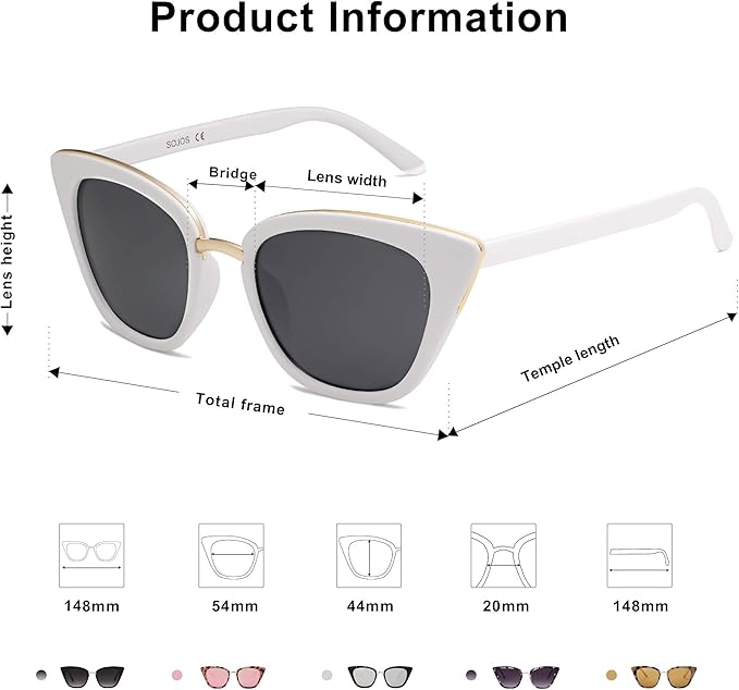 SOJOS Cat Eye Designer Sunglasses Fashion UV400 Protection Glasses SJ2052