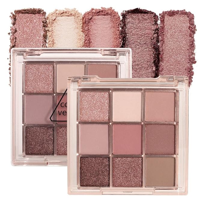 9 Colors Colorful Eyeshadow Palette Makeup,Rose Gold Brown Nude Purple Matte Shimmer Neutral Eye Shadow Powder Palette,Highly Pigmented Naturing-Looking Long Lasting Waterproof