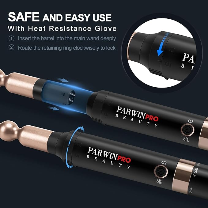 7-in-1 Infrared Curling Iron Wand Set, Dual Voltage Curling Wand with Temperature Control, Auto Shut Off, Hair Curler for Wavy/Air Bang/Ringlet/Spiral with Glove and 2 Hair Clips
