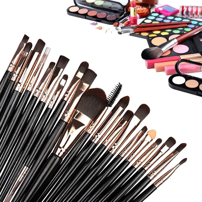 20Pcs Makeup Brushes Set Eyeshadow Eyeliner Eyelash Foundation Powder Lip Eye Make Up Brush Cosmetic Beauty Tool Kit (Black)