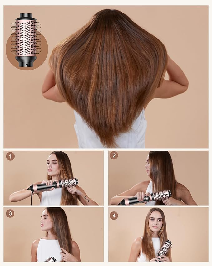 4 in 1 Hair Dryer Brush, Blow Dryer Brush for Hair Styling, Thermal Brush Hot Air Brush and Volumizer with Round Brush Blow Dryer, Hair Straightening Brush, Curling Brush, Hair Styling Tools