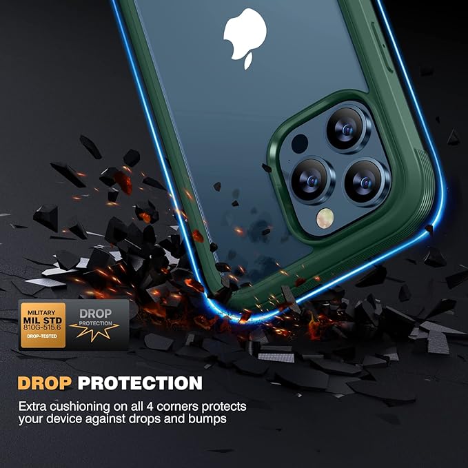 Miracase Designed for iPhone 12 Pro Max Case, Full Body Rugged Case with Built-in Touch Sensitive Anti-Scratch Screen Protector, Soft TPU Case Compatible with iPhone 12 Pro Max 6.7", Dark Green