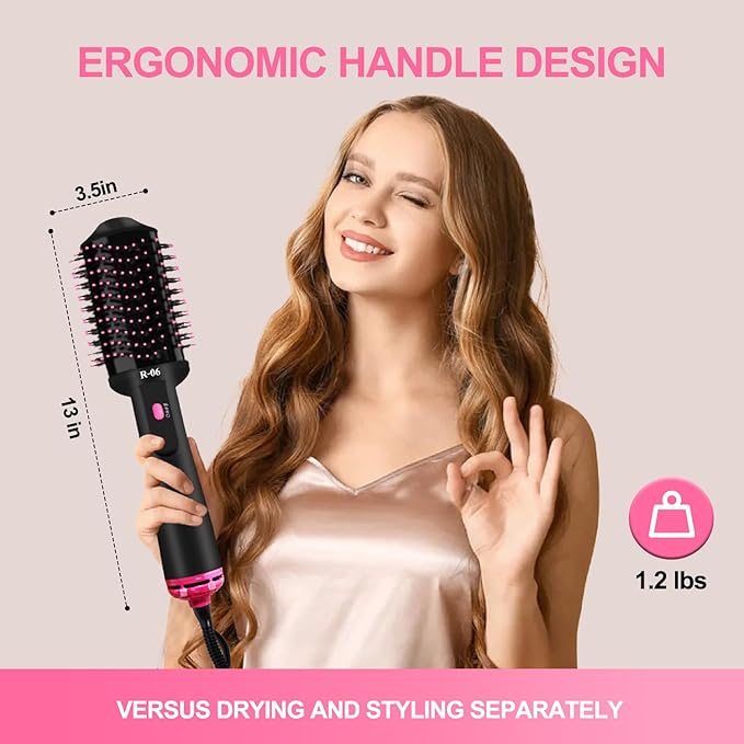 4-in-1 Hair Dryer Brush - Blow Dryer and Styler in One, Hot Air Brush with Oval Barrel for Volumizing, Suitable for All Hair Types