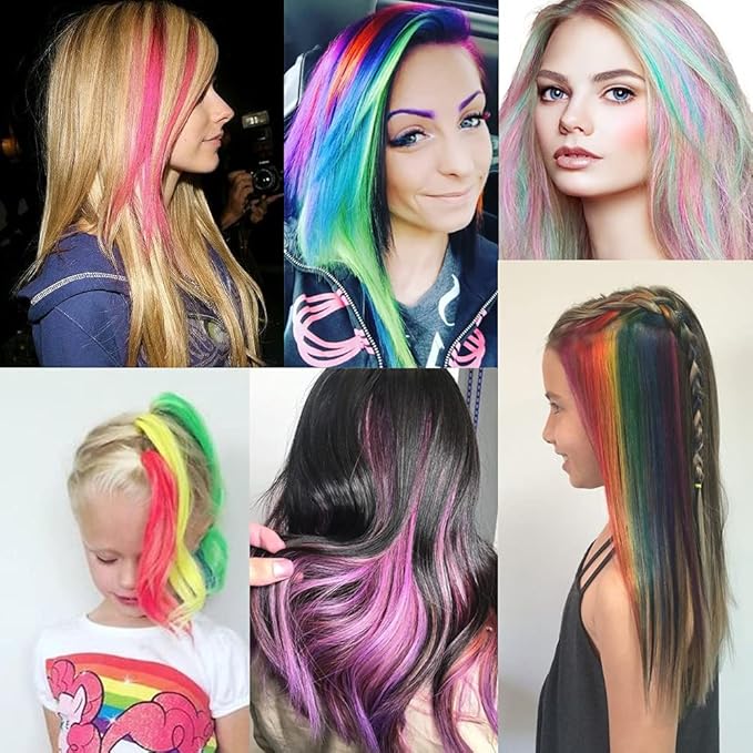 16Pcs Green Colored Clip in Hair Extension Multi-colors Party Highlights Synthetic 20inch Color Hairpiece Halloween Cosplay Party Christmas New Year Gift for Women Kids Girls (Mix Green)