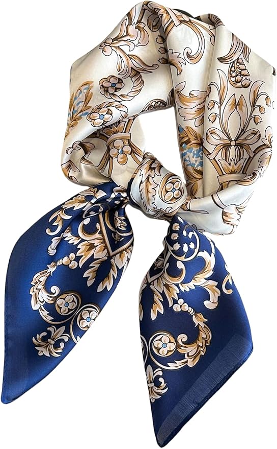 MINIDORA Satin Scarves for Women 27.5 × 27.5 inches Medium Square Elegant Silk Feeling Head Scarf