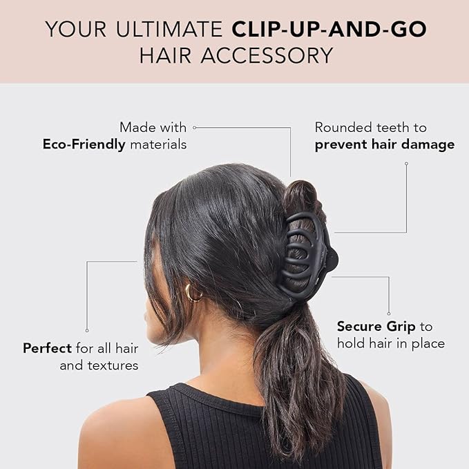 Kitsch Octopus Claw Clips for Women - Cute & Stylish Hair Clips for Everyday Use, Octopus Claw Clip for Thick Hair - Black & Tortoise, 2pcs