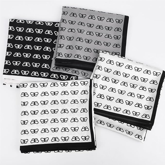 35 x 35 Women's Fashion Pattern Large Square Silk Like Hair Scarf Head Sleeping Wrap Satin Neck Bandana for Gift…