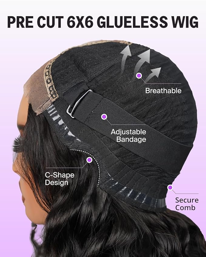 6x6 Bob Wig Human Hair Wear and Go Glueless Wigs 12A Loose Curly Bob Wig Pre Cut Lace Closure Wig Pre Bleached Tiny Knots Short Bob Wigs 14 Inch