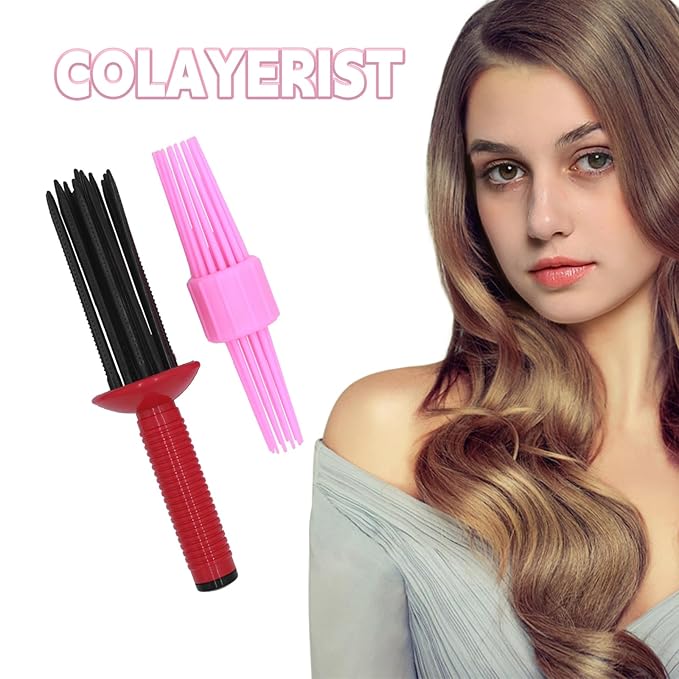 2PCS Curling Roll Comb, Curly Hair Brush for Curly Hair, Hair Curling Roll Comb, Three Different Sizes of Styler Curl Brush Hairr Tools for Casual Wear or Special Events