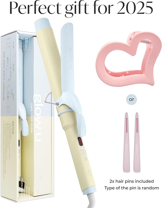 1 1/2 inch Extra Long Curling Iron - 10 Temperature Modes Fast and Easy Styling - 7.3" Ceramic Barrel Hair Wand for All Hair Types Blowout, Beach Waves, Bouncy Curls - Marshmallow