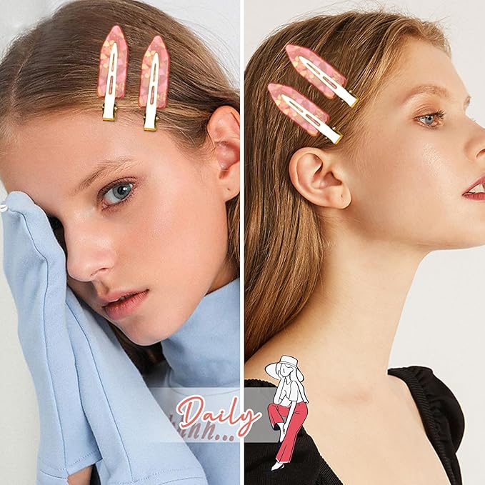 20PCS Bridesmaid Hair Clips - No Bend, Creaseless Pink Hair Accessories for Bride, Women & Girls (20Pcs/10Cards)