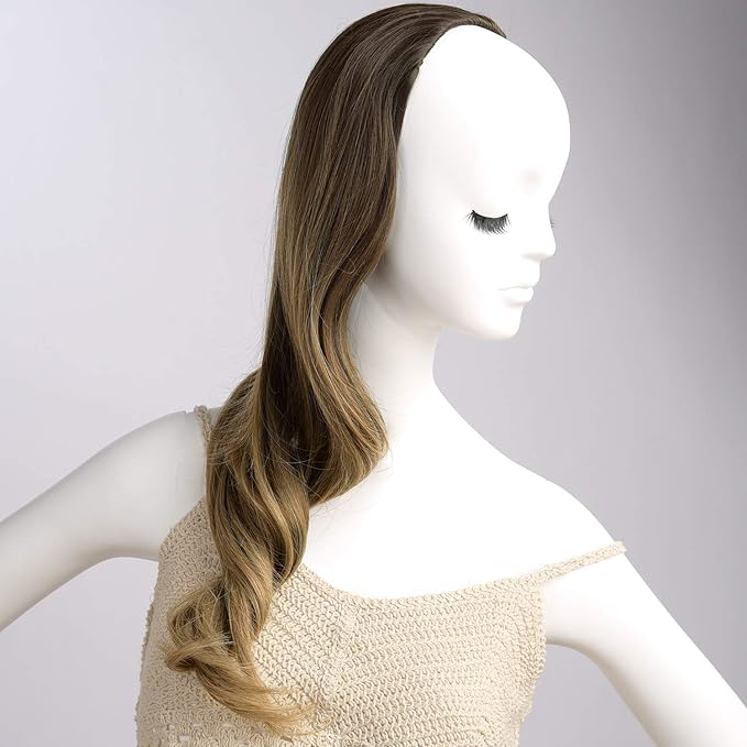 24“ Long Wavy Clip in Half Head Tied Wig Japanese Synthetic fibers Hair Extensions For Women 210g (9-7-2#)