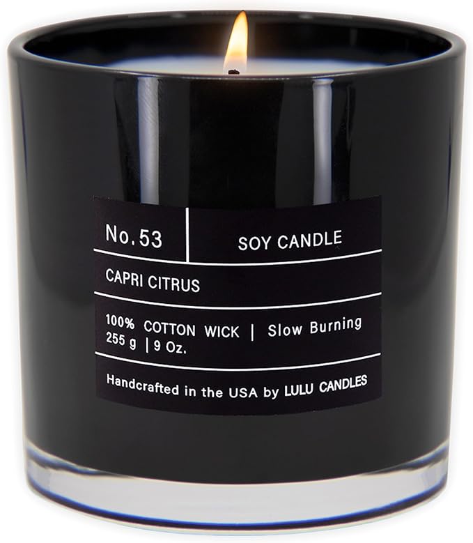 Lulu Candles | Capri Citrus | Luxury Scented Soy Jar Candle | Hand Poured in The USA | Highly Scented & Long Lasting (9 Oz.)