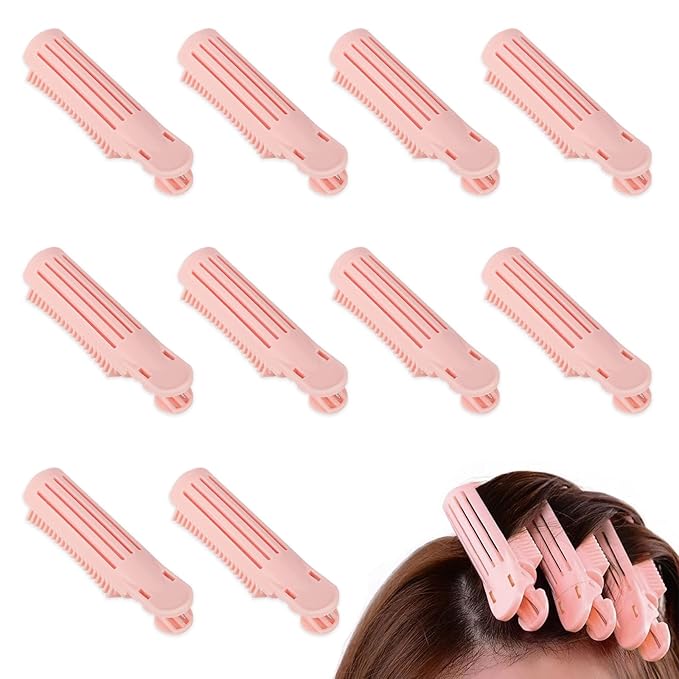 Root Clips for Curly Hair Volume, Volumizing Hair Clips, 10Pcs Volume Hair Root Clips, Natural Fluffy Hair Volumzing Roll Clips Curlers Instant DIY Hair Styling Tools Appliances(Pink)