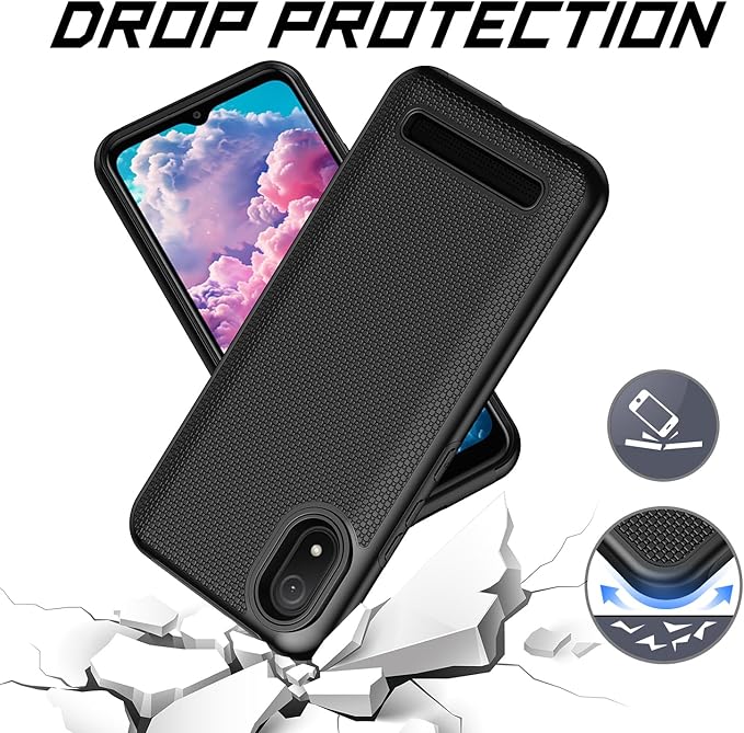 for Cloud Mobile C8 Phone Case with Screen Protector,Stratus C8 Phone Case Dual Layer Heavy Duty Protection,Slim Lightweight Rugged Military Grade Shockproof Cover for Cloud Stratus C8 Black