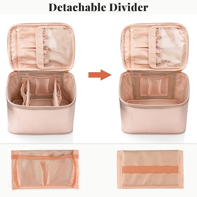 OCHEAL Makeup Bag, Large Travel Makeup Bag Cosmetic Bags for Women Traveling Washable Make Up Bag Organizer Case -Large Rose Gold