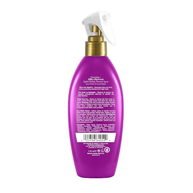 OGX Protecting + Silky Blowout Quick Drying Thermal Spray, 6 Fl Oz
