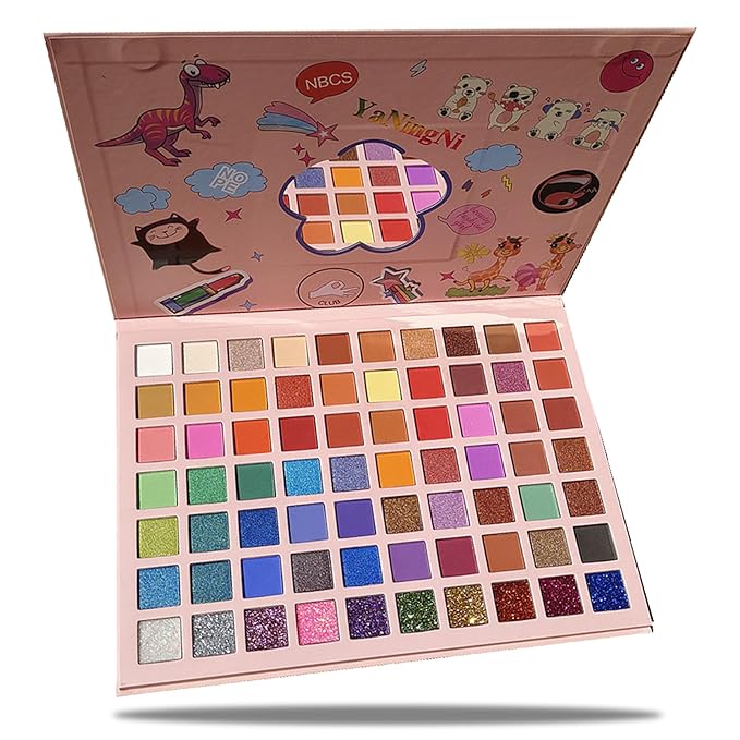 70 Colors Eyeshadow Palette,Matte Glitter Eyeshadow Makeup Palette with Eyeshadow Brush,Highly Pigmented Colorful Shimmer Eye Shadow Palette Makeup Kit for Women B