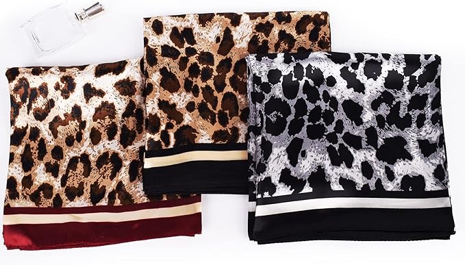 35 x 35 Women's Fashion Pattern Large Square Silk Like Hair Scarf Head Sleeping Wrap Satin Neck Bandana for Gift…
