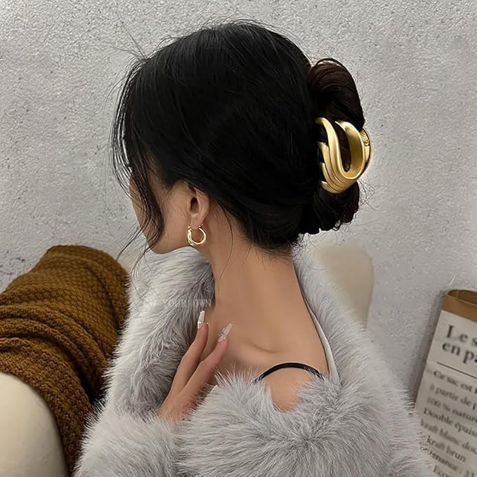 3Pcs Hair Clips,Three 3 Colors Of Metal Hair Clips, 4Inch Exquisite Geometry Designs Hair Jaw Clips Fashion Style Hair Clips For Hair Accessories For Women Girls Gift