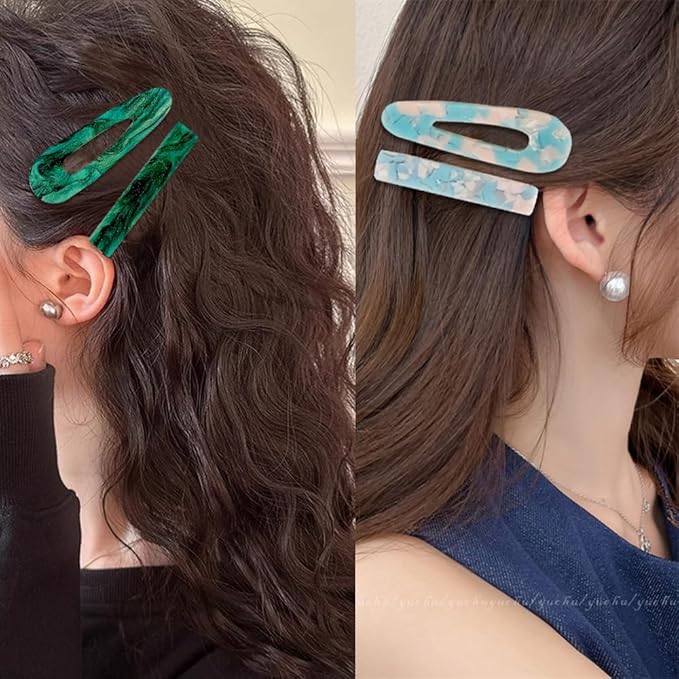 12 Pieces Acrylic Resin Marble Hair Clips Set, Decorative Pearls Hair Barrettes Sweet Decorative Bobby Pins Hairpin Headwear Hair Accessories Headwear for Women and GirlsâŚ