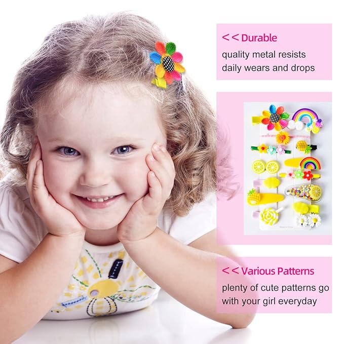 42 Pieces Baby Hair Clips, Hair Pin, Barrettes for Girls, Toddler Girls Hair Accessories, Kids Hair Clips for Styling, Flower Rainbow Candy Fruits Butterfly Hair Barrettes