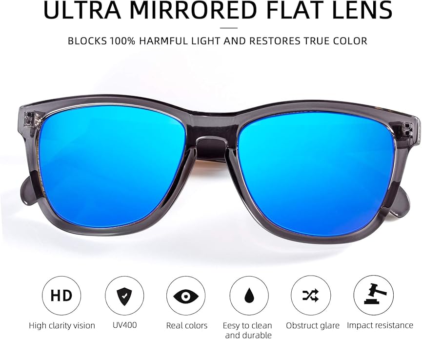 COLOSSEIN Sunglasses Womens,Classic Square Frame UV400 Mirrored Lens,Sunglasses Fit For Beach,Vacation,Driving