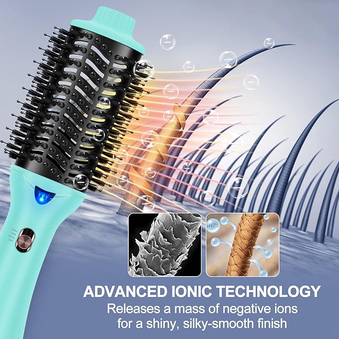 Hot Air Brush, Aima Beauty Professional One Step Hair Dryer & Volumizer 4 in 1 Upgrade Anti-Scald Negative Ionic Technology for All Hair Types, Light Green