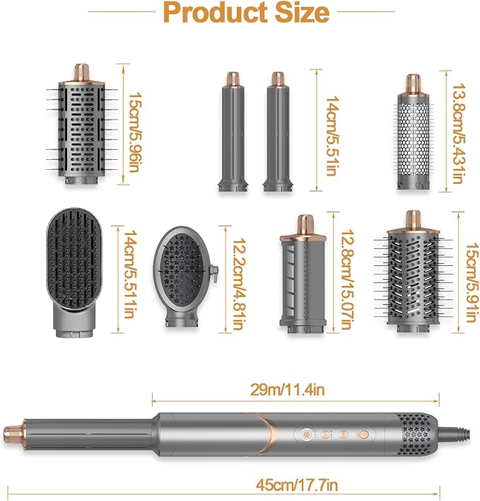 8 in 1 Negative Ionic Foldable Wrap Air Hair Styler Set, 110000 RPM High-Speed Hot Hair Dryer Brush Set for Curling, Fast Dry, Straightening - Versatile Hair Styling Tool with Multiple Attachments
