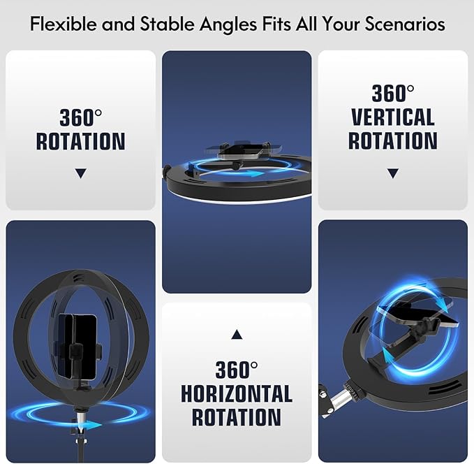 Overhead Camera Mount with Ring Light Phone Holder,10" LED Ring Light for Desk with Stand and Remote for iPhone,Phone Tripod with Light for Video Recording TikTok Live Stream Cooking Kitchen Vlogging