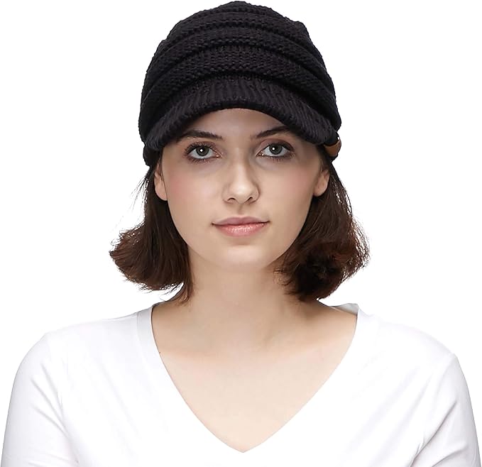 C.C Hatsandscarf Exclusives Women's Ribbed Knit Hat with Brim (YJ-131)(YJ-2023)