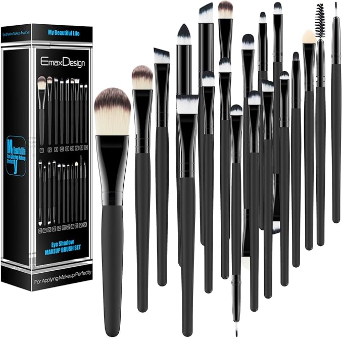 20 Pieces Makeup Brush Set Professional Face Eye Shadow Eyeliner Foundation Blush Lip Makeup Brushes Powder Liquid Cream Cosmetics Blending Brush Tool