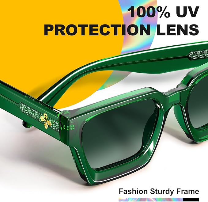 VISOONE Fashion 100% UV400 Protection Rectangle TR90 Y2K Sunglasses Accessories for Women Men RIVER