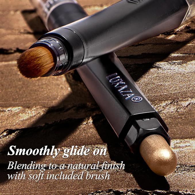Neutral Eyeshadow Stick Makeup Set, Metallic Shimmer Matte Cream Eye Shadow Eyeliner Brightener Pencil Crayon - BROWN LATTE
