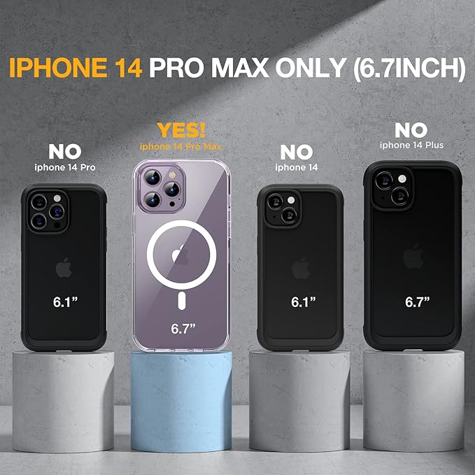 Miracase Glass Series Designed for iPhone 14 Pro Max Case 6.7 Inch, Upgrade Full-Body Magnetic Case with Built-in 9H Tempered Glass Screen Protector, with Camera Lens Protector, Magnetic Clear