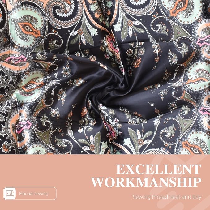 35 x 35 Women's Fashion Pattern Large Square Silk Like Hair Scarf Head Sleeping Wrap Satin Neck Bandana for Gift…
