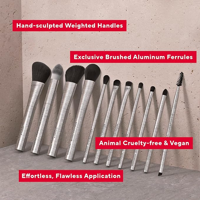 Mirabella Blending Eyeshadow Brush, Premium Professional Makeup Brush Collection, Cruelty-Free Synthetic Bristle Brush with Hand-Sculpted Brushed Aluminum Handle, Luxury Blending Brush for Makeup