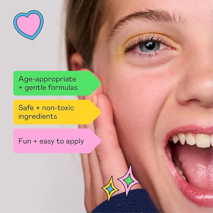 YAWN Daydreamer Lip + Cheek Palette for Kids | Talc-Free Shimmery Cream Shadows | 4 Buildable Colors for Lips, Blush & Highlighter | Non-Toxic, Cruelty-Free, Vegan | Safe for Ages 3+ | Made in USA