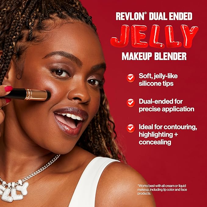 Revlon Dual Ended Jelly Makeup Blender Tool, Valentine's Day Beauty Gifts for Women, Silicone Applicator for Blush, Bronzer, Concealer, Contour, Eyes, and Lips, 1 Count