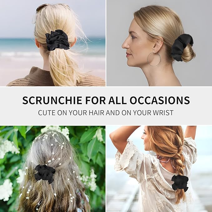 5 Pcs, Black Silk Hair Scrunchies,Gifts Ideas - Mothers Day Gifts from Daughters, Funny Gifts for Mothers Day Mon Grandma Girlfriend