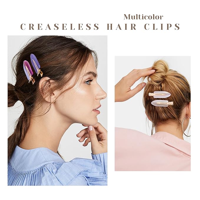 No Crease Creaseless No Bend Hair Clips For Styling Non Slip Flat Clips For Makeup Hair Accessories For Women,Gradient Color,12 PCS