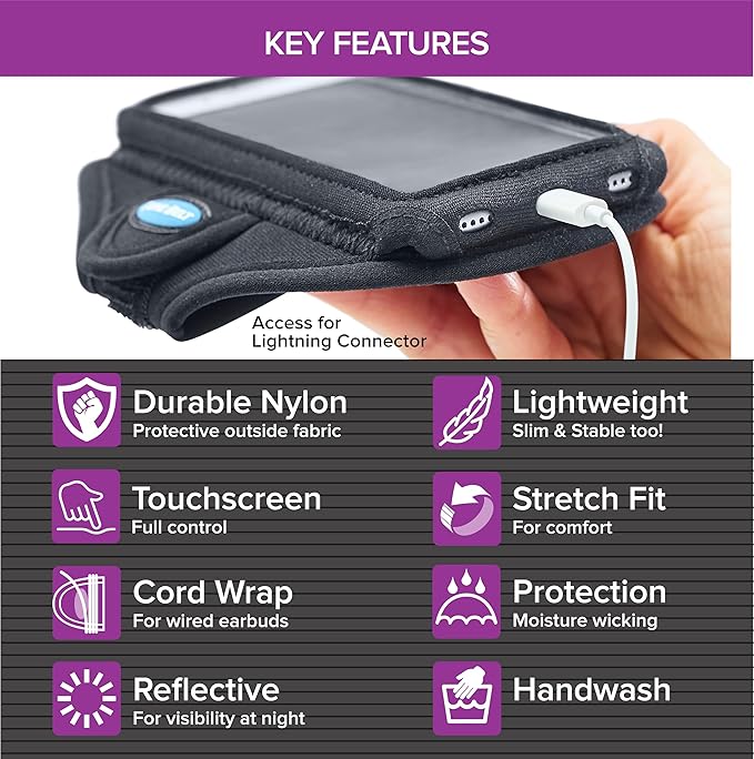 Tune Belt AB92EX3 Running Armband for iPhone 16/15/14/13 Pro Max, Plus, Galaxy Ultra/Plus/Note – Fits Large Phone with Large Case, Phone Holder Includes EX3 Strap Extender for XL Biceps (Black)