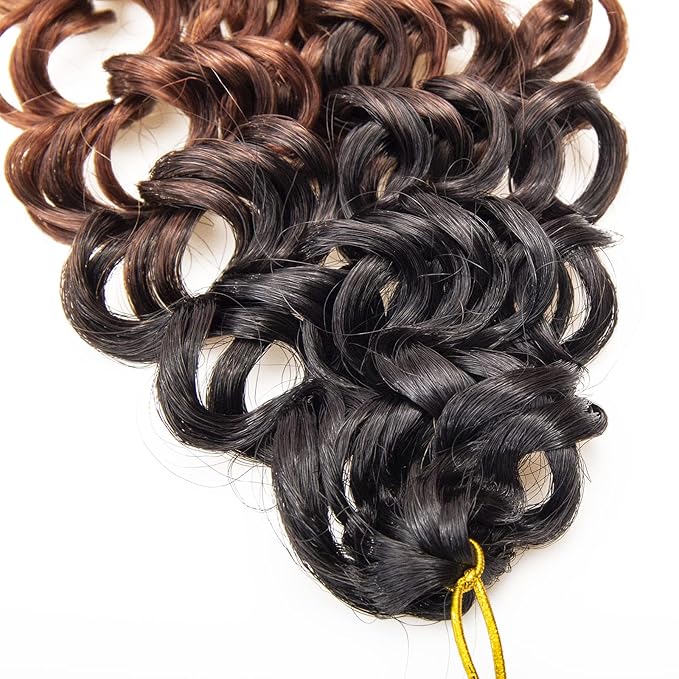 8 Packs Curly Crochet Hair GoGo Curl Crochet hair for Women Deep Wave Braiding hair,Synthetic Bohemian Crochet Braid Water Wave Crochet hair Extensions(1B/30/27, 14inch)
